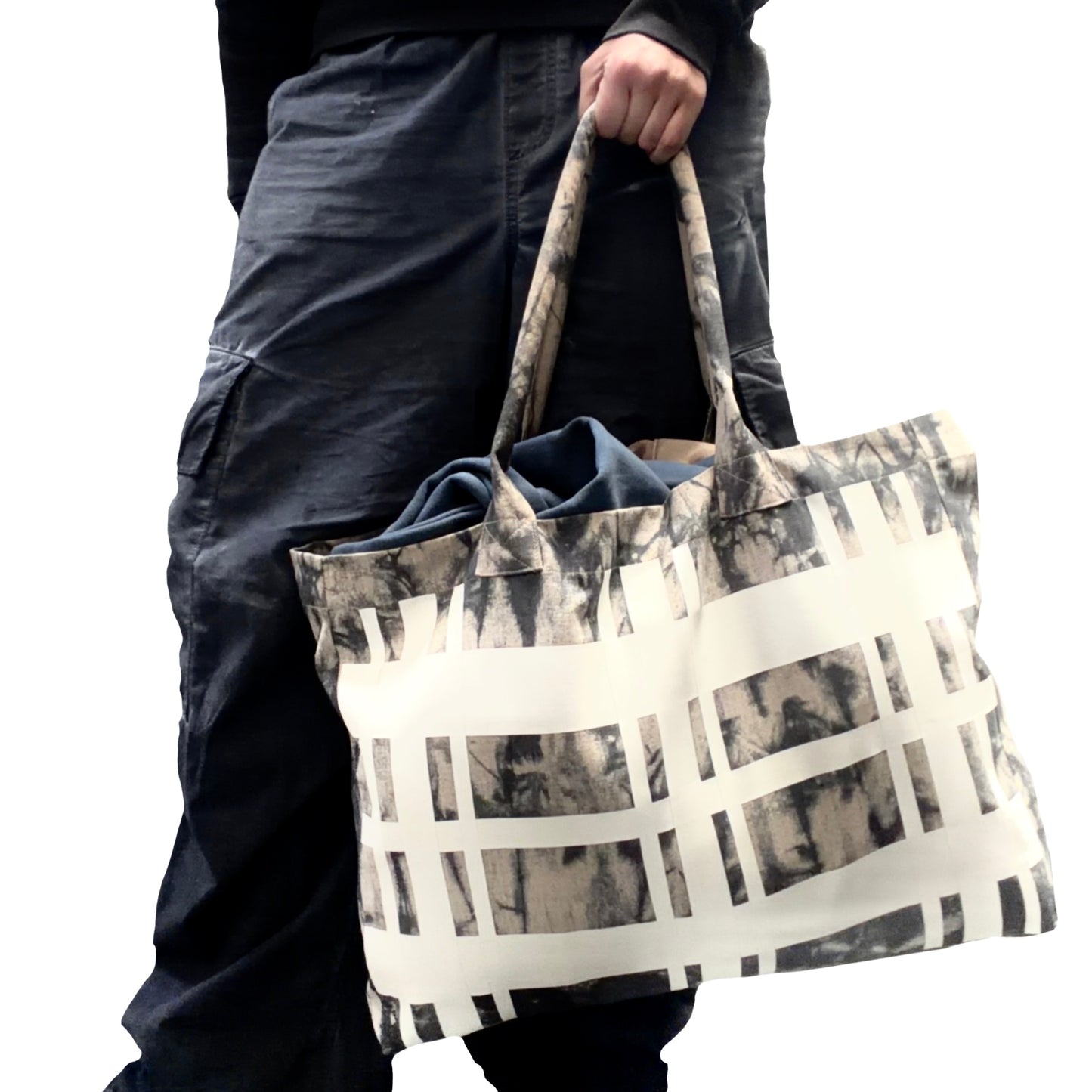 reflective tartan tote