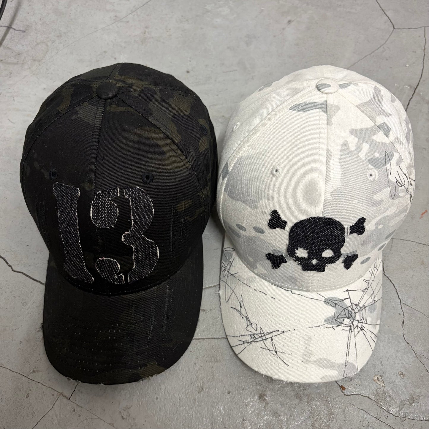 Appliqué camo caps