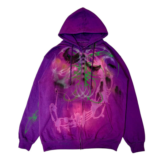 “Green gates; purple doves” zip-up