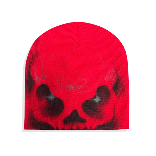 red knit skull beanie
