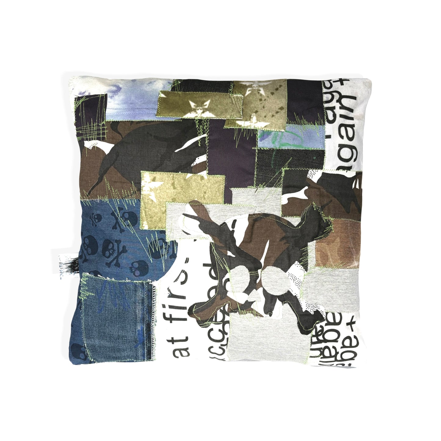 skull-patchwork cushion cover