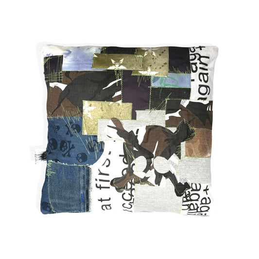 skull-patchwork cushion cover