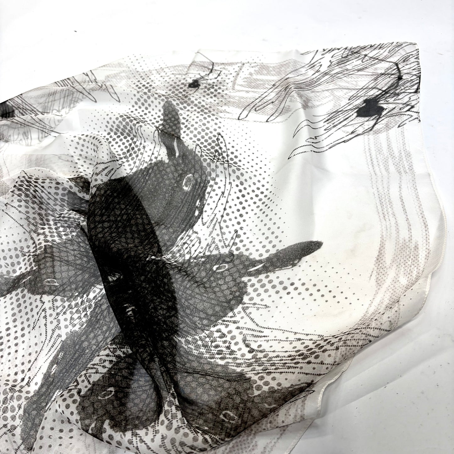 MIRROR BUNNY SILK SCARF